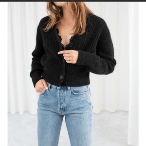 & Other Stories Wool Blend Cardigan In Charcoal